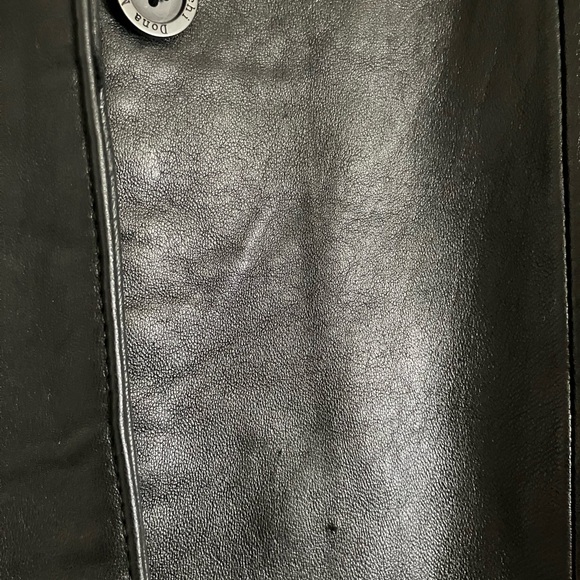 Dona Michi Leather Jacket Coat Women’s M Black Mid Length 3 Button with Pockets - Picture 6 of 8